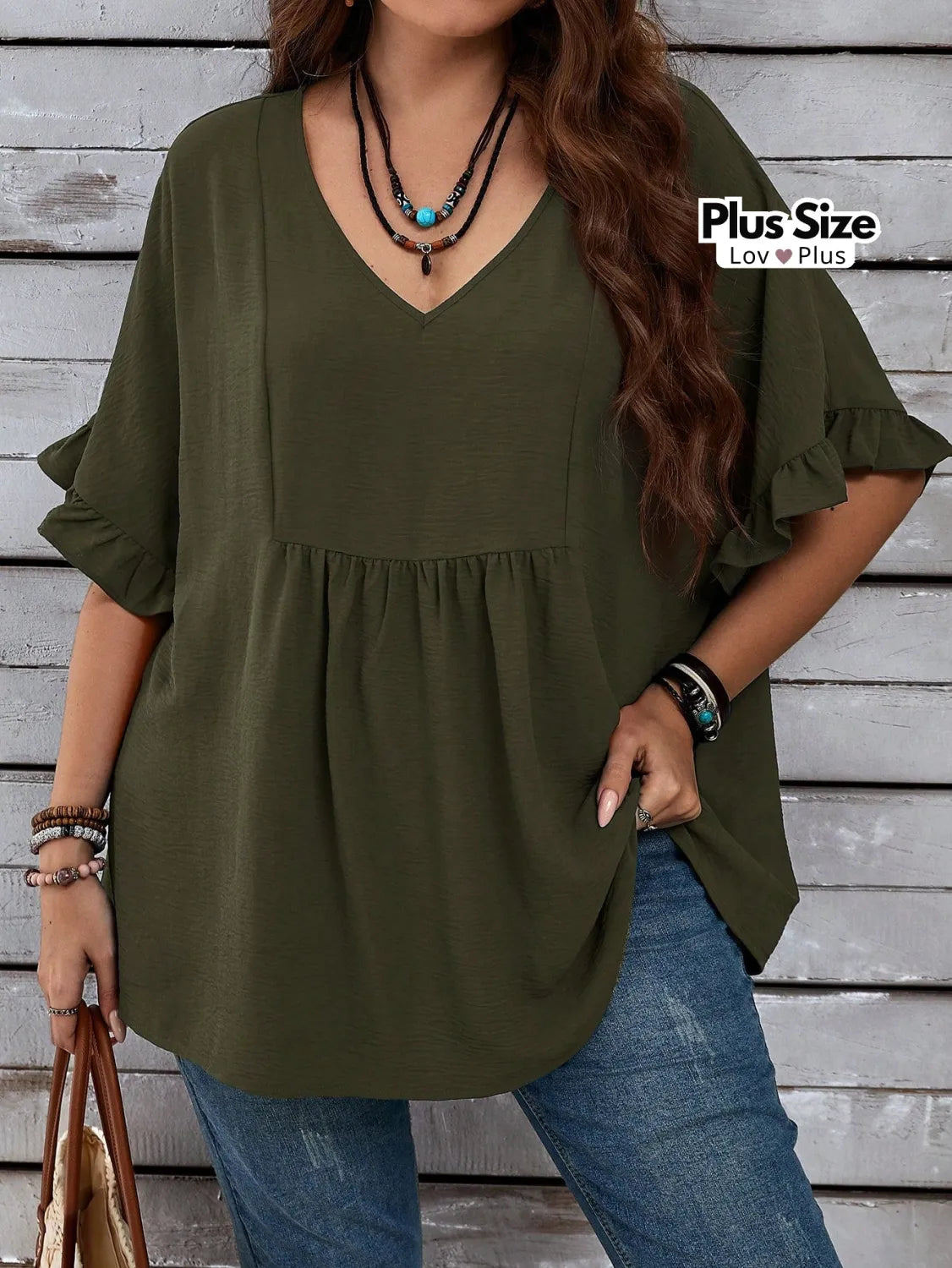 Blusa Soltinha Plus Size Estilosa G / Verde Milk Blusas Plus Size
