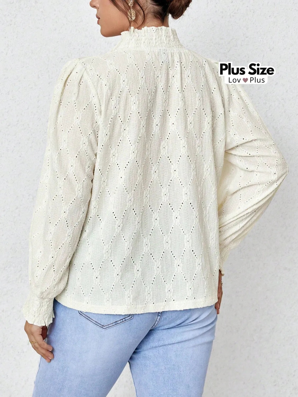 Blusa tipo Bordada Plus Size de Gola Alta Blusas Plus Size
