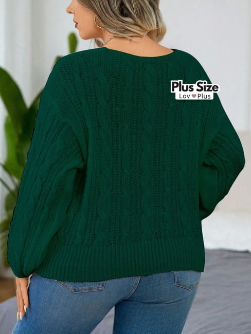 Blusa tipo Suéter Decote Quadrado Plus Size - Tags: Blusas Plus Size
