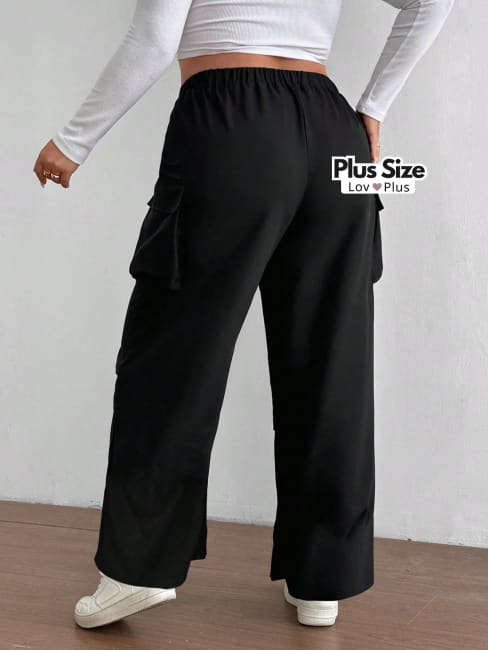 Calça cargo plus size, calça cargo plus size preta, calça esportiva plus size, calça plus, calça preta cargo plus size, calça reta plus, Calças plus size, flexify, logo , LovPlus