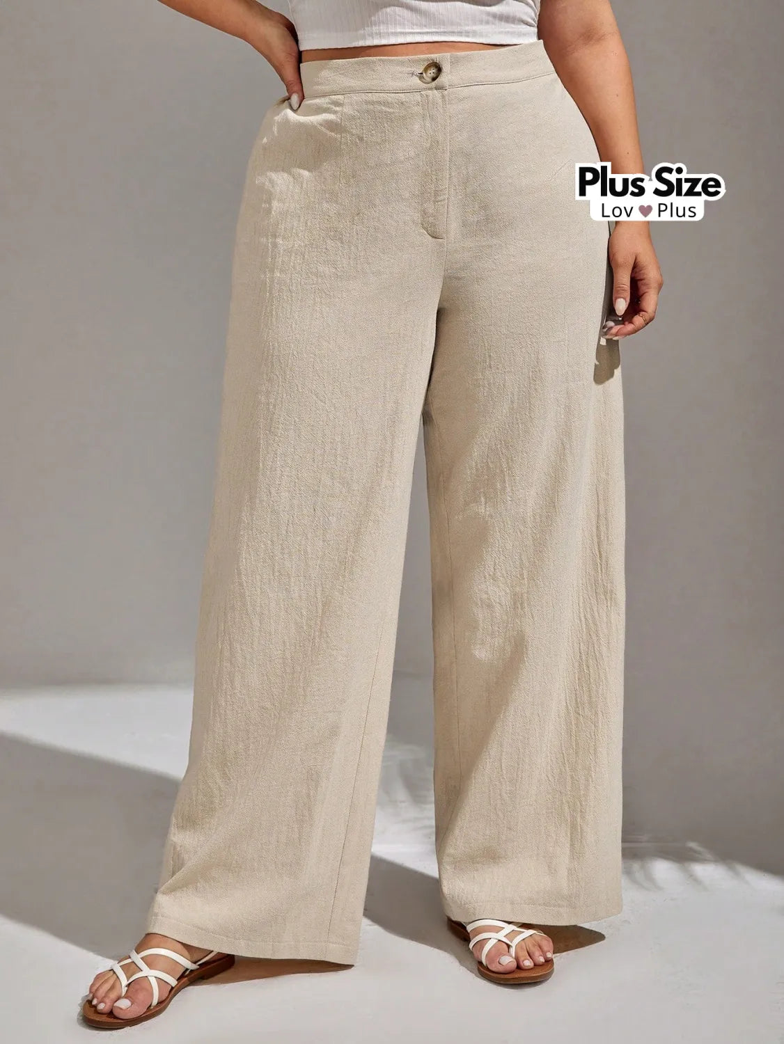 Calça Lisa de Linho Soltinha Plus Size G / Damasco Calças