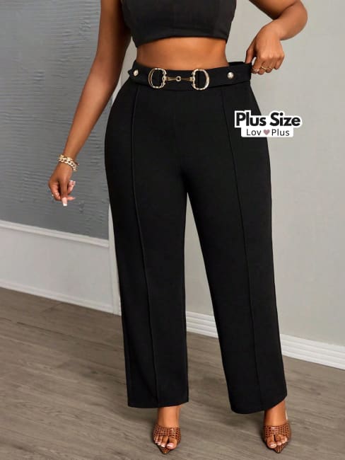 calça com cinto plus size, calça de alfaiataria plus size, calça de alfaiataria plus size preta, calça plus, calça preta de alfaiataria plus size, calça reta plus, Calças plus size, flexify, logo , LovPlus
