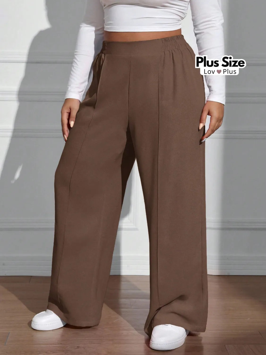 Calça Soltinha com Pregas Várias Cores Plus Size G / Chocolate Calças