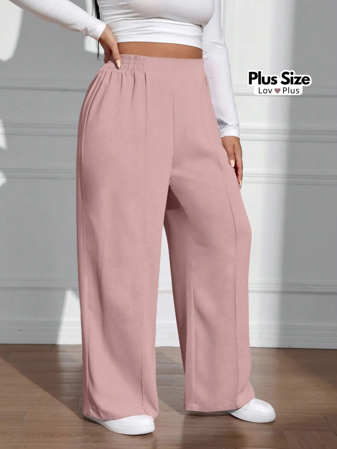 Calça Soltinha com Pregas Várias Cores Plus Size G / Rosa empoeirado Calças