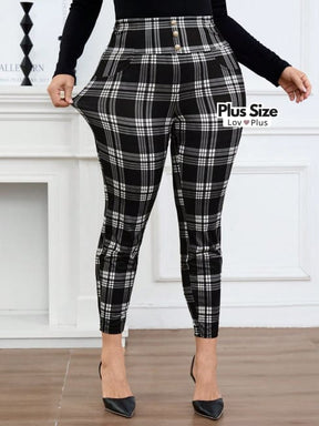 Calça Xadrez Confortável Plus Size