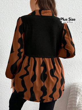Camisa Elegante de Sobreposição Plus Size Blusas Plus Size