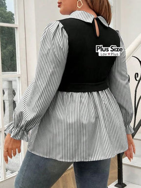 Camisa Elegante Plus Size 2 em 1 - Tags: Blusas Plus Size