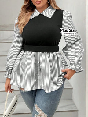Camisa Elegante Plus Size 2 em 1 - Tags: Blusas Plus Size