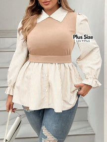 Camisa Elegante Plus Size 2 em 1 - Tags: Blusas Plus Size