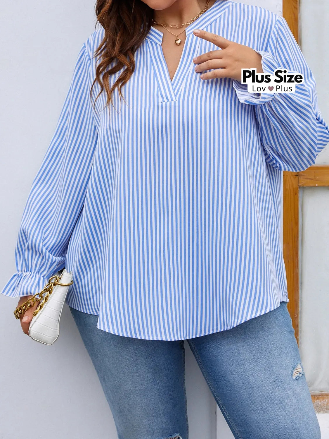 Camisa Listrada Soltinha Plus Size Blusas Plus Size