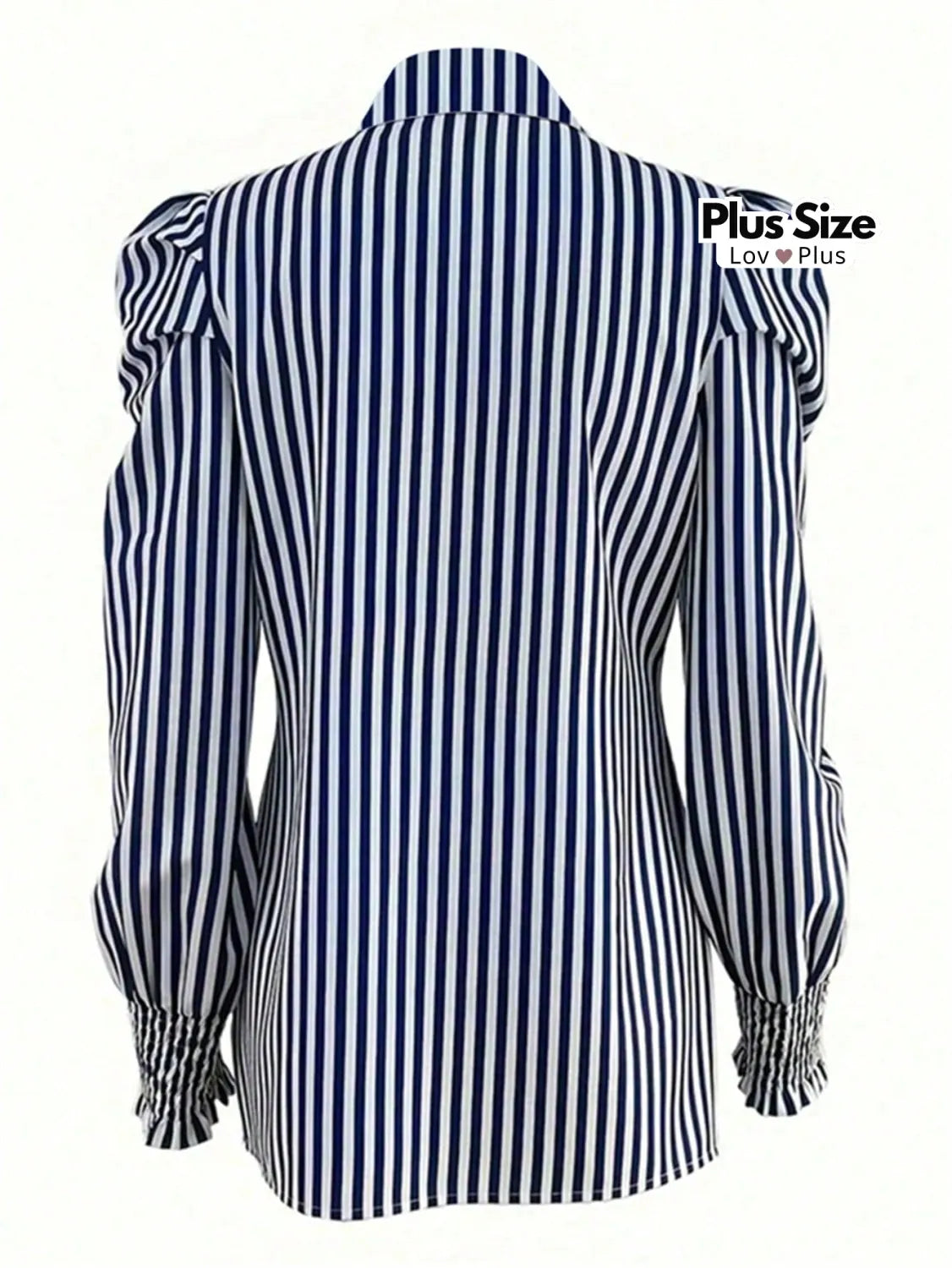 Camisa Listrada Tipo Chemise Plus Size Manga Princesa Blusas Plus Size