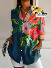 Camisa Plus Size Estilosa Floral G / Azul Blusas Plus Size