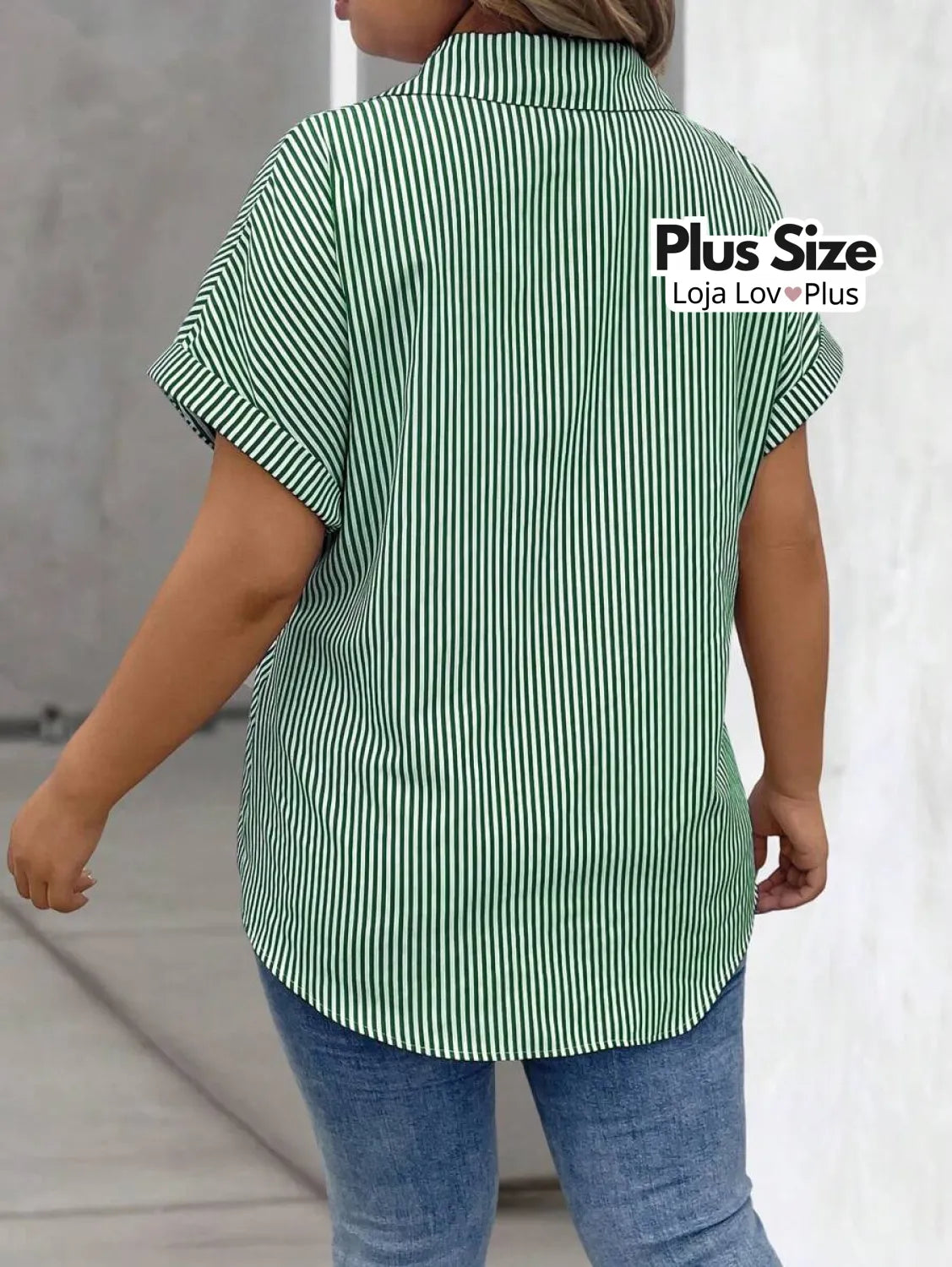 Camisa Plus Size Social de Manga Curta Blusas Plus Size