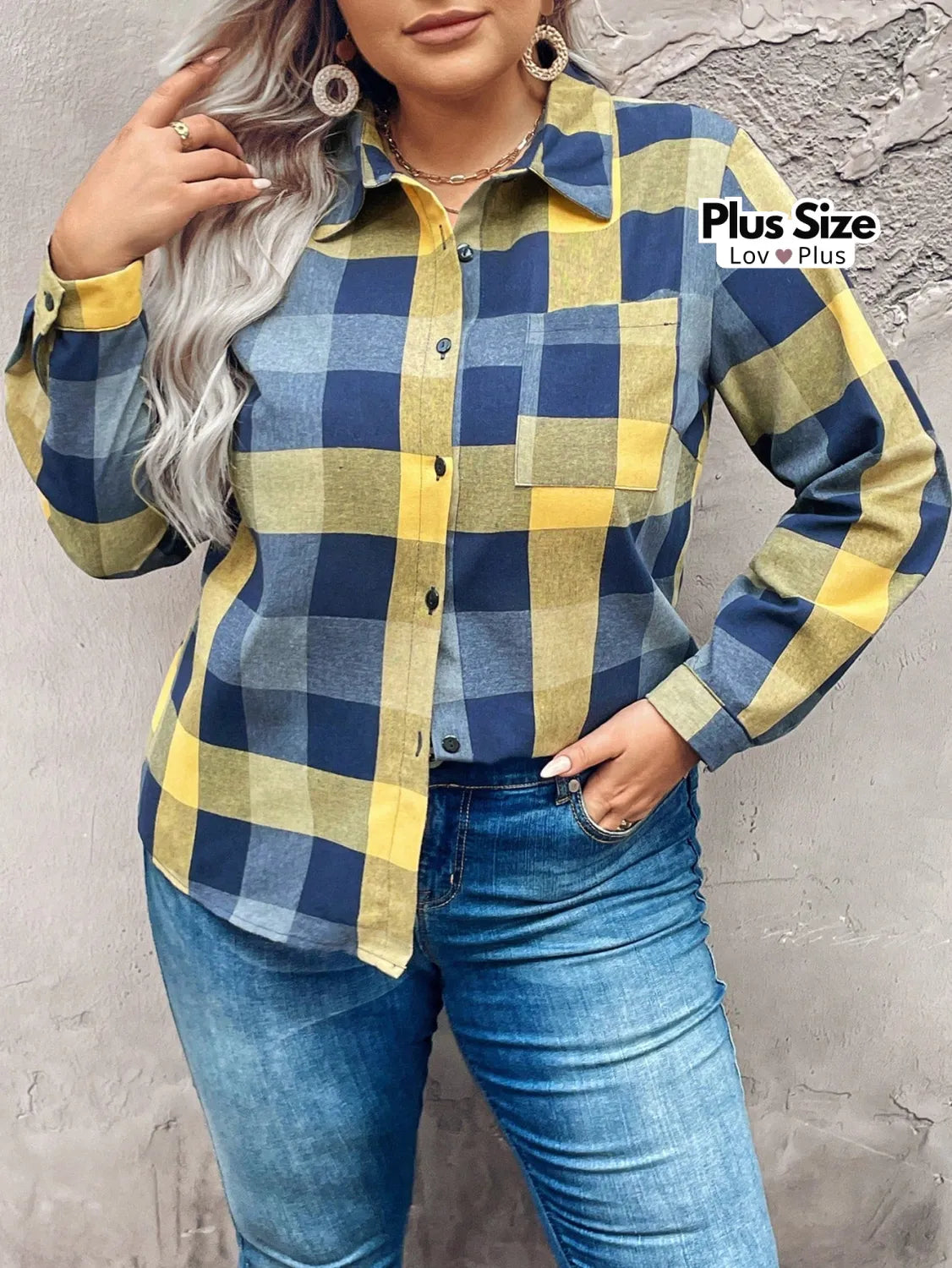 Camisa Plus Size Xadrez Várias Cores G / Amarelo Blusas Plus Size