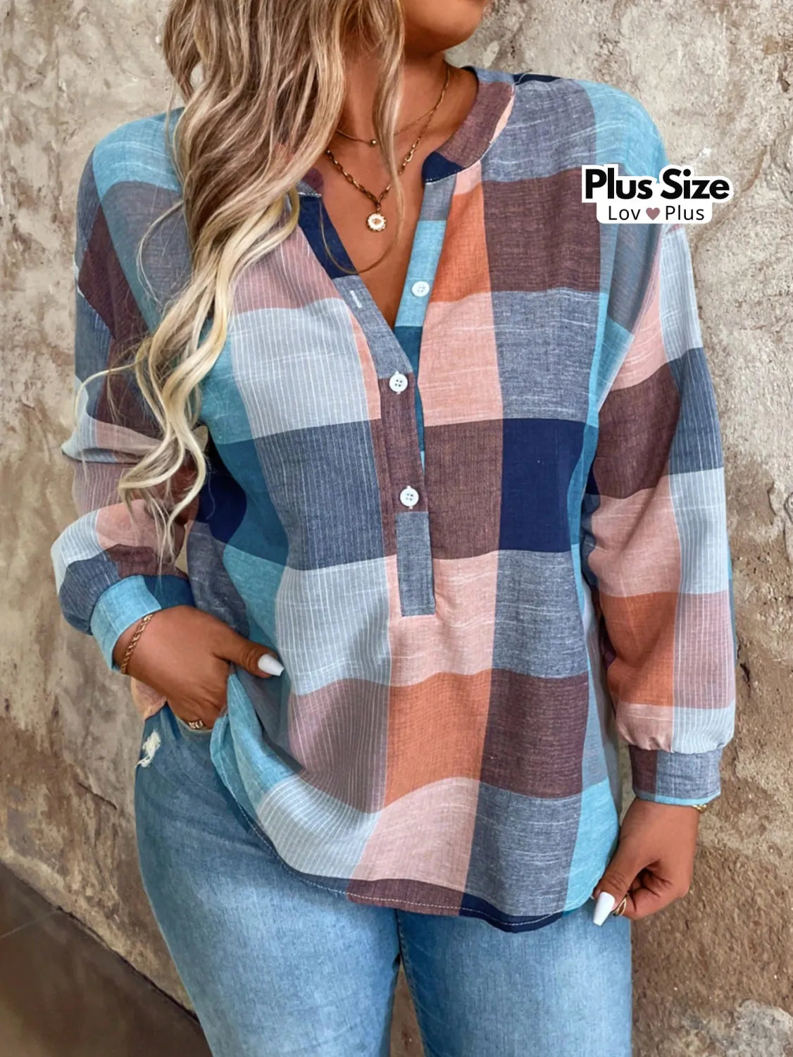 Camisa Xadrez Soltinha Plus Size G / Laranja Blusas Plus Size