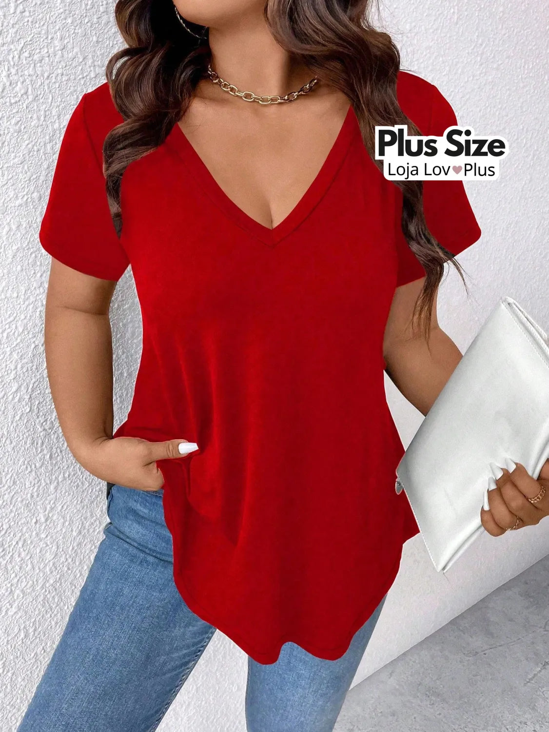 Camiseta Plus Size Básica G / Vermelho Blusas Plus Size