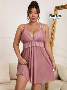 Camisola com Bojo Plus Size de Renda G1 / Rosa Empoeirado Pijamas Plus Size