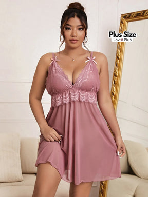 Camisola com Bojo Plus Size de Renda G1 / Rosa Empoeirado Pijamas Plus Size