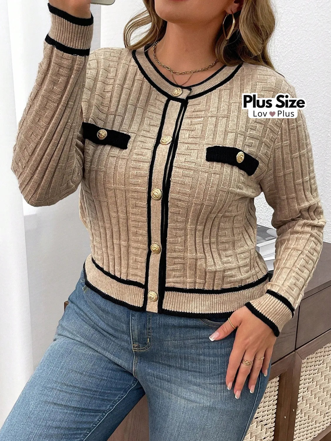 Cardigã Plus Size Luxo Inspiração LV Blusas Plus Size
