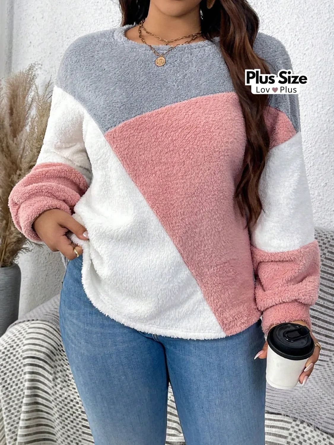 Casaco Plus Size Peluciado - Inverno 2025 G / Rosa Blusas Plus Size