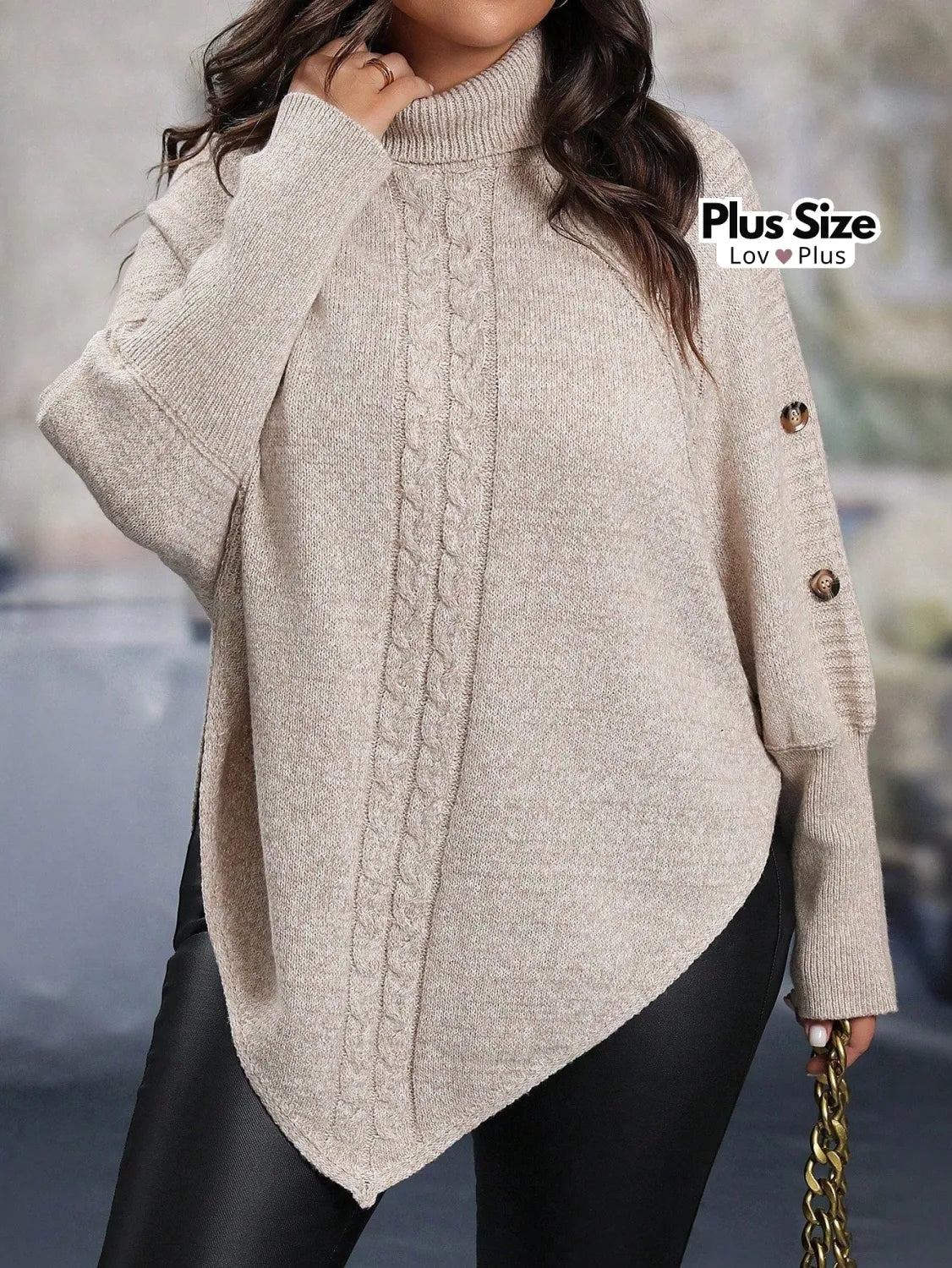 Casaco Plus Size tipo Suéter Assimétrico Suéter Plus Size
