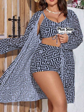 Conjunto Moderno de Praia Kit - 3 Peças Plus Size - Tags: Saídas de Praia Plus Size