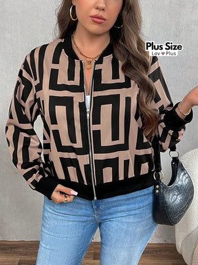 Jaqueta Plus Size com Zíper Frontal Jaquetas Plus Size