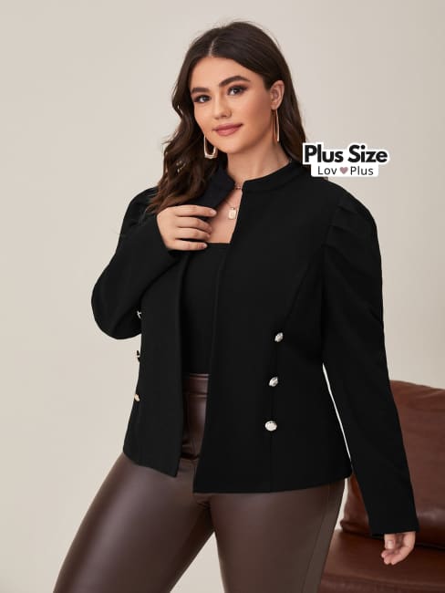 Jaqueta Plus Size de Manga Princesa - Tags: Blazer Plus Size