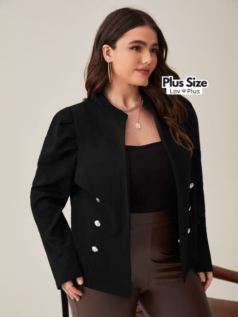 Jaqueta Plus Size de Manga Princesa - Tags: Blazer Plus Size