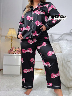 Pijama Feminino Confortável de Botão Plus Size Pijamas Plus Size