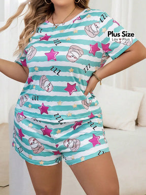 Pijama Feminino Curto Plus Size Estampado Pijamas Plus Size