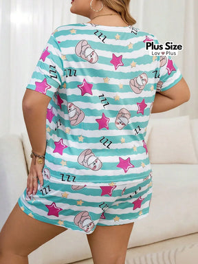 Pijama Feminino Curto Plus Size Estampado Pijamas Plus Size