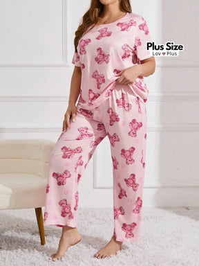 Pijama Feminino de Ursinhos Plus Size em Malha Fria Pijamas Plus Size