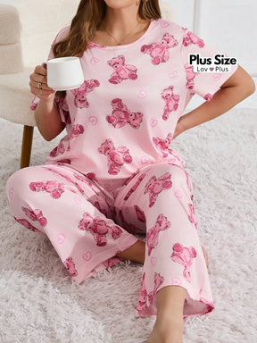 Pijama Feminino de Ursinhos Plus Size em Malha Fria Pijamas Plus Size