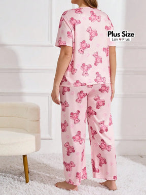 Pijama Feminino de Ursinhos Plus Size em Malha Fria Pijamas Plus Size