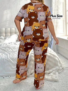 Pijama Feminino Plus Size Estampado 100% Confortável Pijamas Plus Size