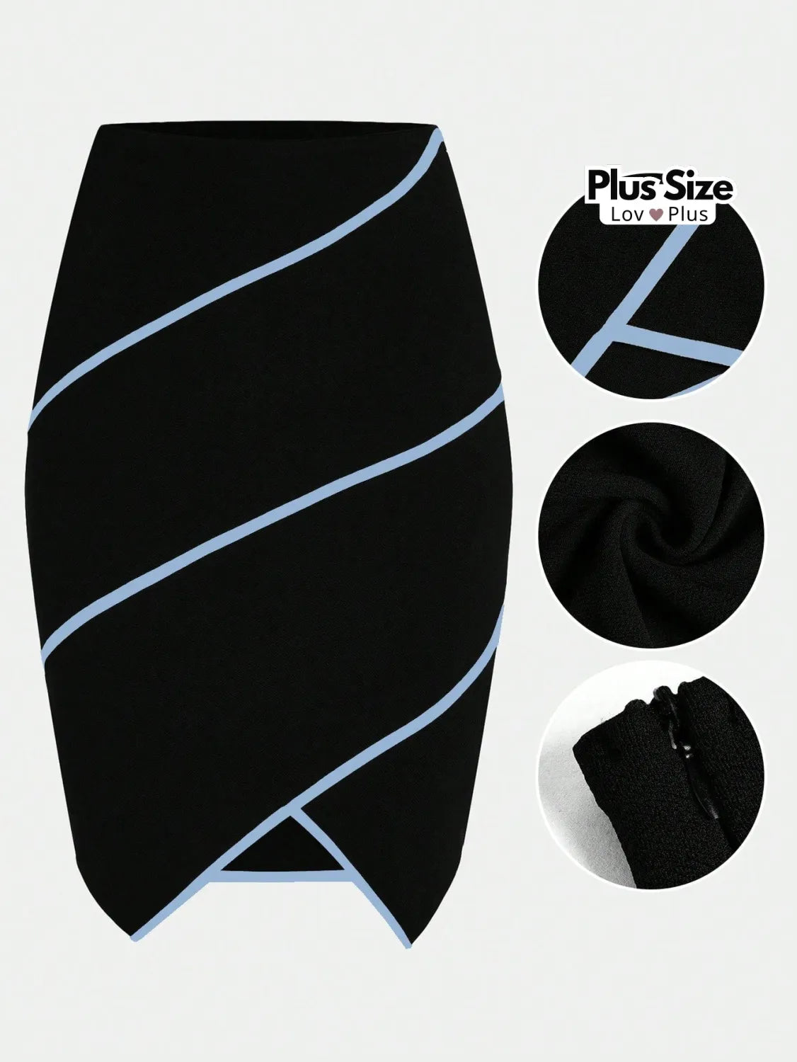 Saia Assimétrica Plus Size Elegante G / Azul Saias Plus Size
