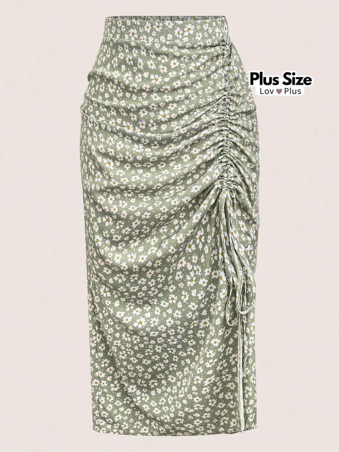 Saia com Fenda Regulável Plus Size G / Verde Menta Saias Plus Size