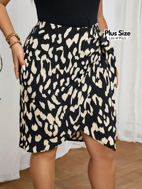Saia Envolope Plus Size Animal Print Saias Plus Size