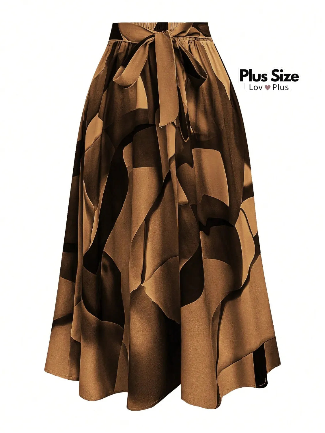 Saia Godê com Cinto Cintura Alta Plus Size G / Castanho Saias Plus Size