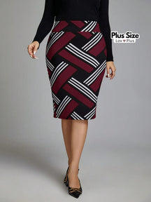 Saia Midi Estilosa Plus Size Cintura Alta G / Vinho Saias Plus Size