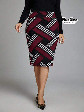 Saia Midi Estilosa Plus Size Cintura Alta G / Vinho Saias Plus Size