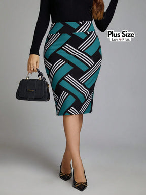Saia Midi Estilosa Plus Size Cintura Alta Saias Plus Size