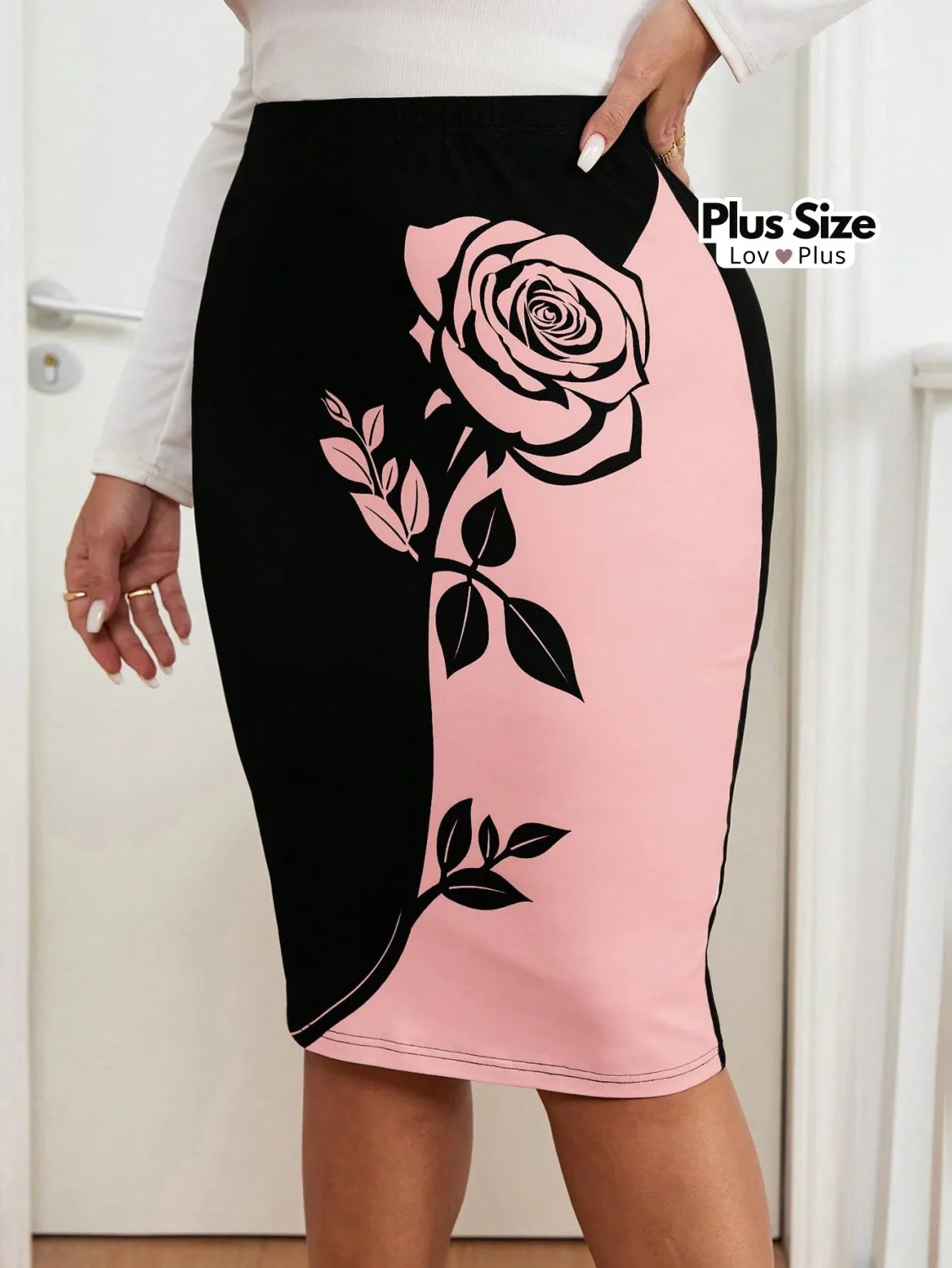 Saia Midi Plus Size Estampada Cintura Alta Saias Plus Size
