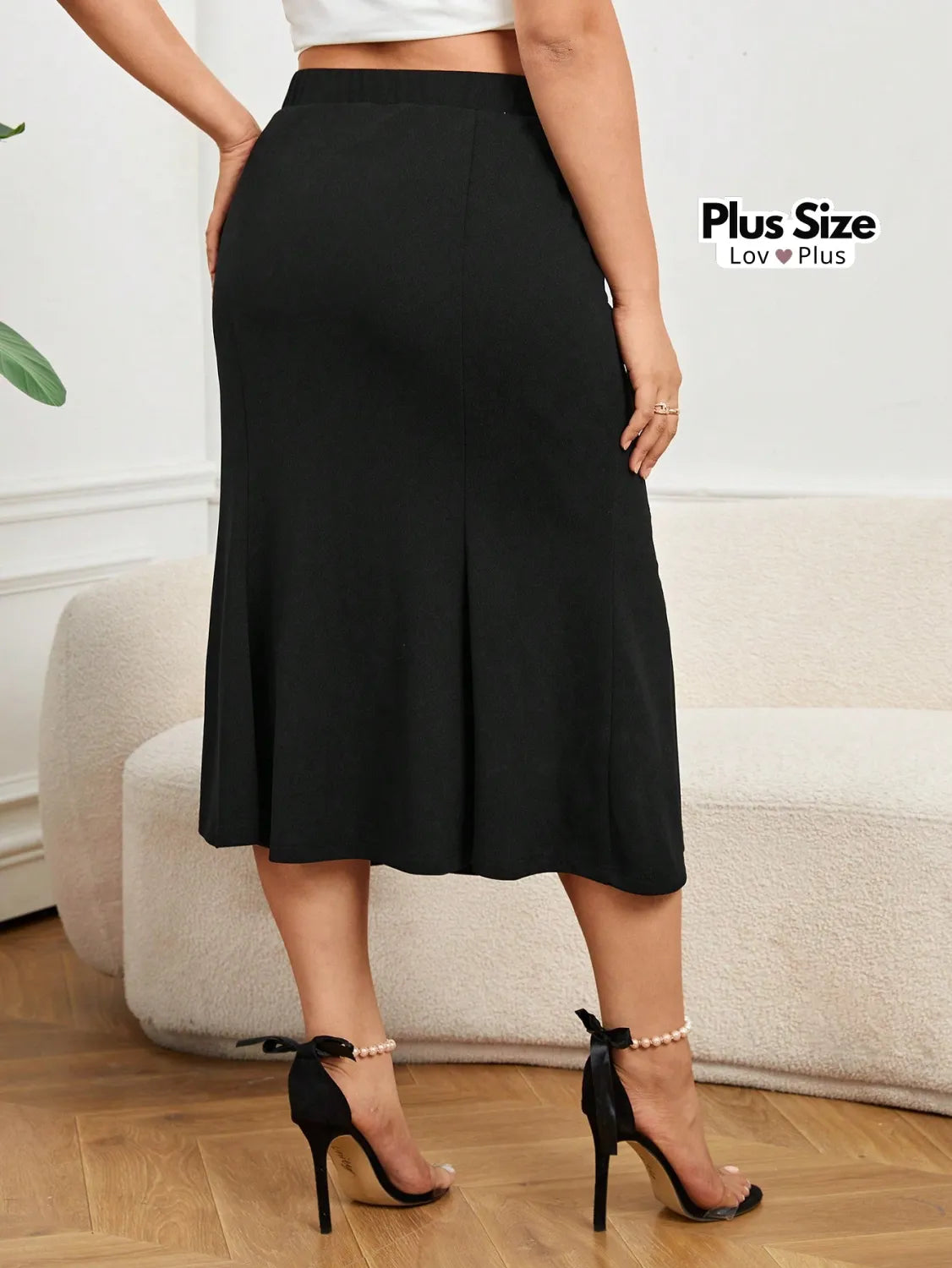 Saia Preta Plus Size Cintura Alta Saias Plus Size