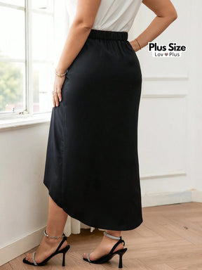 Saia Social Plus Size Elegante com Drapeado Saias Plus Size