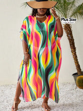 Saída de Praia Colorida Plus Size tipo Túnica Saídas de Praia Plus Size