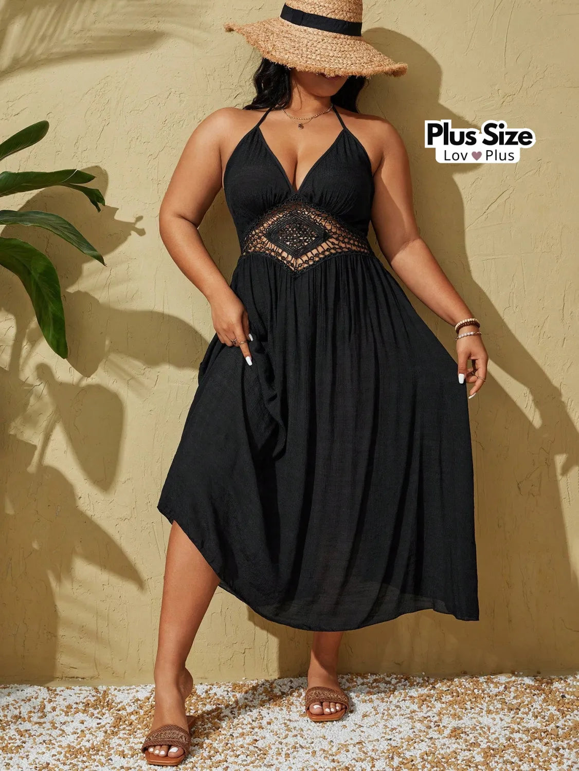 Saída de Praia Estilosa em Viscose Plus Size G / Preto Saídas de Praia Plus Size