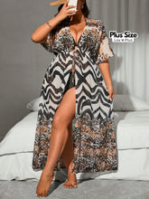 Saída de Praia Longa Plus Size Estampada Saídas de Praia Plus Size
