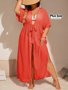 Saída de Praia Longa Plus Size Pink Saídas de Praia Plus Size